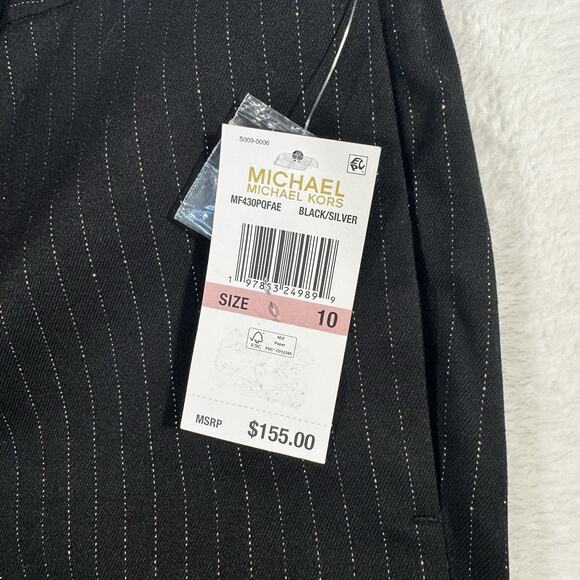 NWT Michael Kors Women's Pinstriped Boot-Cut Trousers Black Pants Size 10 - Picture 5 of 14